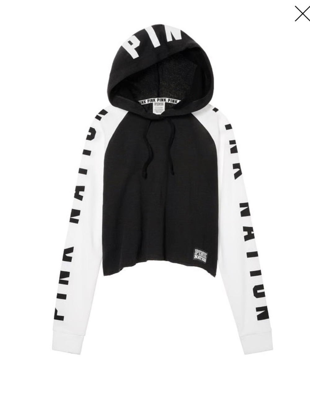 PINK Victoria's Secret Black & White Cropped Hoodie Sweatshirt